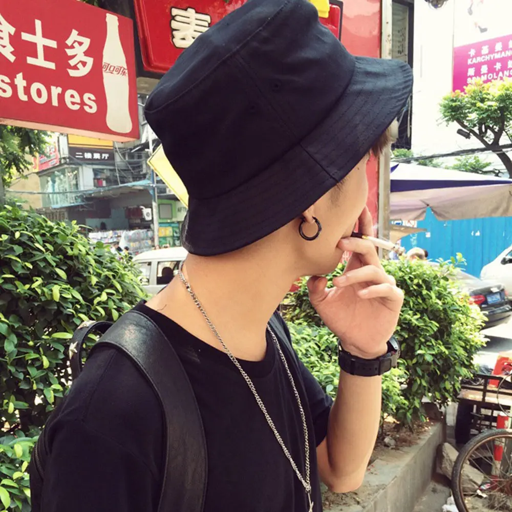 

Black Unisex Bucket Hat Hunting Fishing Outdoor Cap Men's Women's Summer Sun Hat