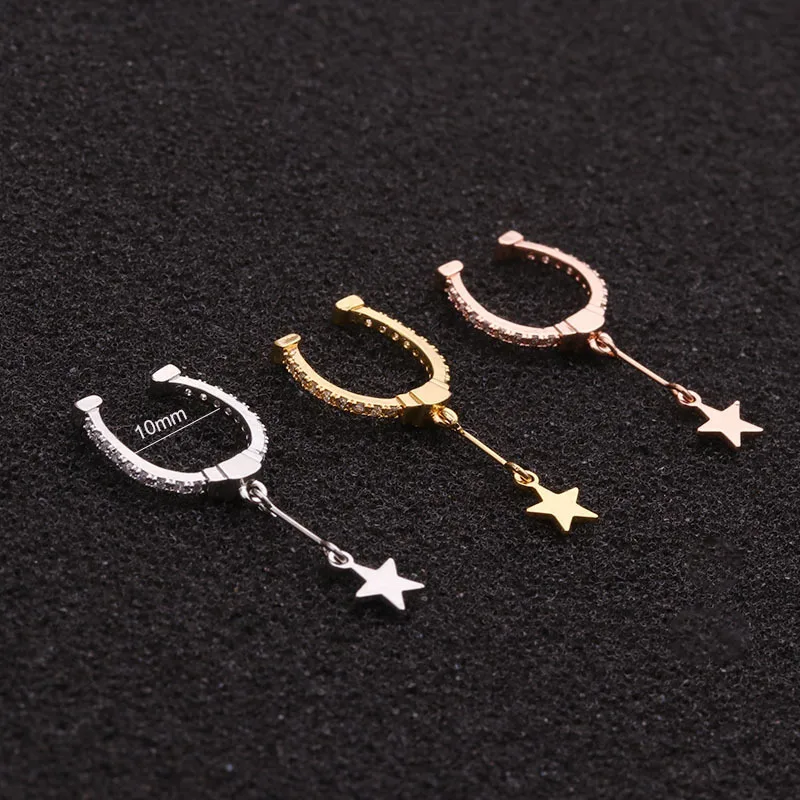 Новое поступление 1 шт. полуобруч с кулоном в виде звезды Кафф для ушей без