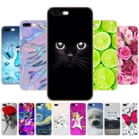 silicone case for iphone 7 8 case soft tpu shell cover for apple iphone 7 8 plus bag funda coque etui bumper paiting cat flower