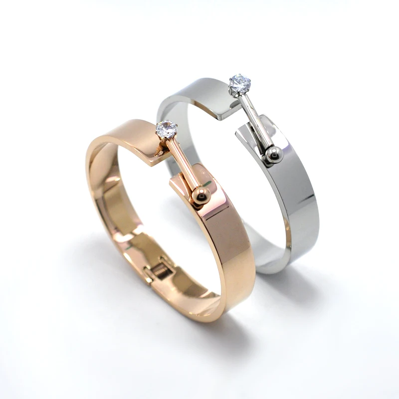 Zirconia Crystals Big Wide Cuff Stainless Steel Bracelets & Bangles For Women Fashion Jewelry Rose Gold Color Bracelet | Украшения и