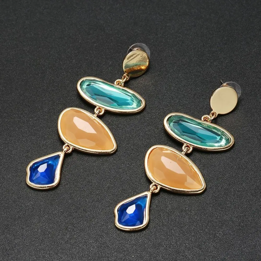 Модные геометрические длинные серьги из смолы для женщин красные синие цвета