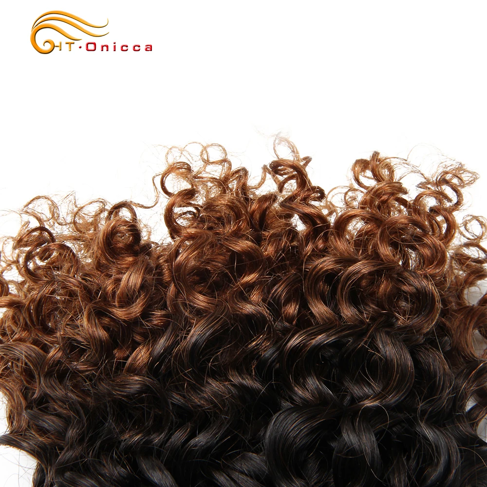 Пряди вьющихся волос Jerry Curl пряди человеческих Ombre цветные волосы Remy для
