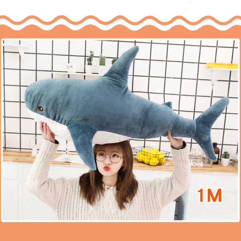 Игрушка плюшевая кусающая Акула большой размер 80/100 см|Подушки на кровать| |