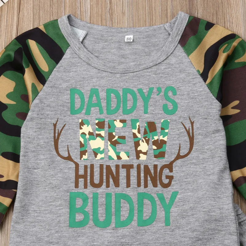 Модная одежда для маленьких мальчиков камуфляжные топы с длинными рукавами