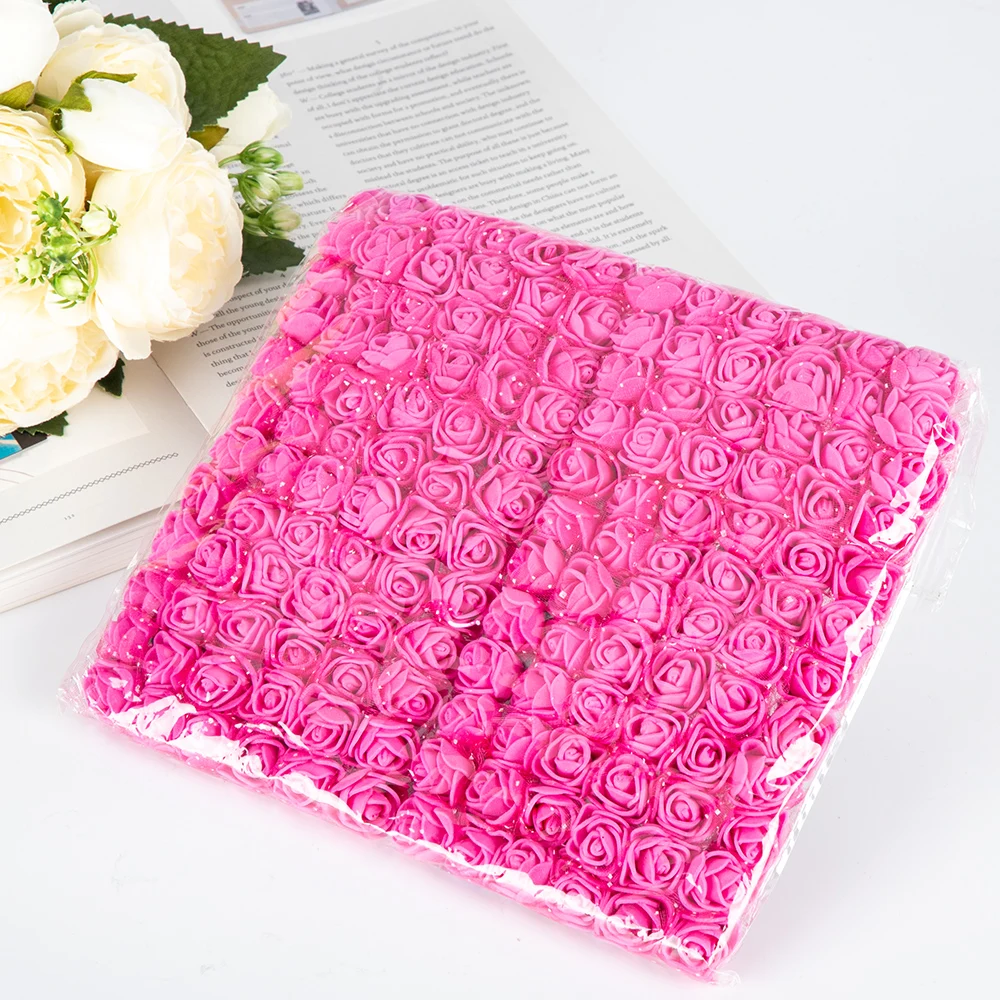 11 Rose pink 144 шт., 2 см, искусственный букет из пенопласта, розы, свадебные, домашние, вечерние, на День святого Валентина, украшения, сделай сам, венок, скрапбук, подарочная коробка - Цвет: 11 Rose pink