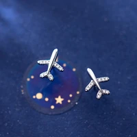 yizizai fashion silver plated airplane zircon stud earrings for women wedding earrings jewelry brincos girl gift