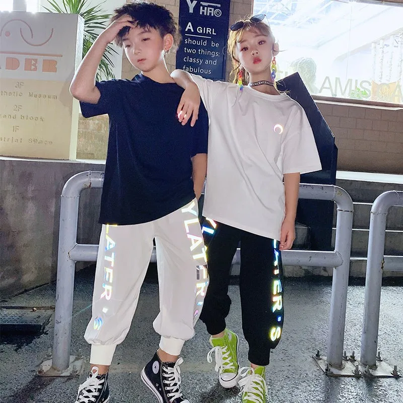 Одежда для девочек футболка со светоотражающими красочными крыльями свободные