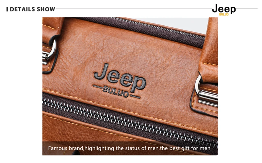 JEEP BULUO, мужской портфель, сумка для 13'3 дюймов, для ноутбука, деловые сумки, 2 шт. в комплекте, сумки, высокое качество, кожа, для офиса, сумки на плечо, тоут