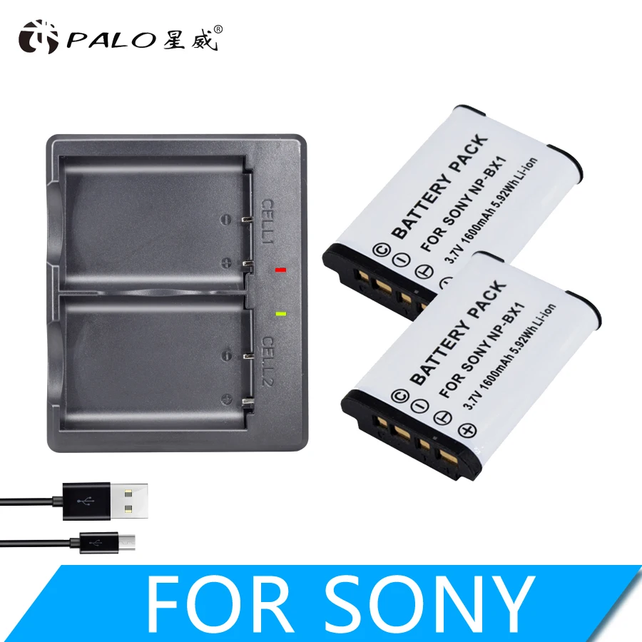 2pcs and charger 3,7 V 1600mah для sony np-f BX1 NP-BX1 Батарея+ Зарядное устройство для sony DSC-RX100 X3000 Характеристическая вязкость полимера HX300 WX300 HDR-AS15 X3000R MV1 AS30V HDR-AS300 - Цвет: 2pcs and charger