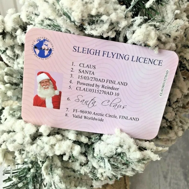 

Creative Santa Claus Flight License Christmas Gifts for Children Christmas Eve Driving Licence Kids Christmas Tree Decoration