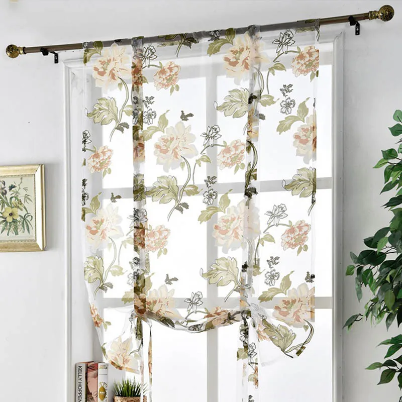 

Large Peony Roman Curtain Finished Curtain Bedroom Living Room Tatami Decorative Floating Window Transparent Screen