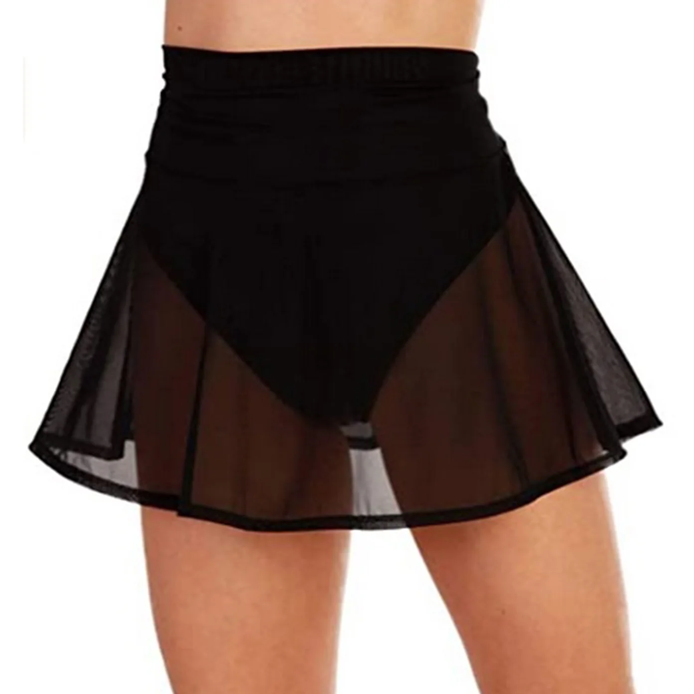 

Женская мини-юбка, пикантная одежда, прозрачная трапециевидная юбка, сетчатая однотонная Прозрачная Юбка с высокой талией и широким подоло...