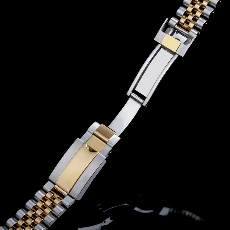 Solid Steel Arc Watchband For Rolex Oyster Type Constant Motion Stainless Steel Strap Men's And Women's Watch Chain 20mm Belt