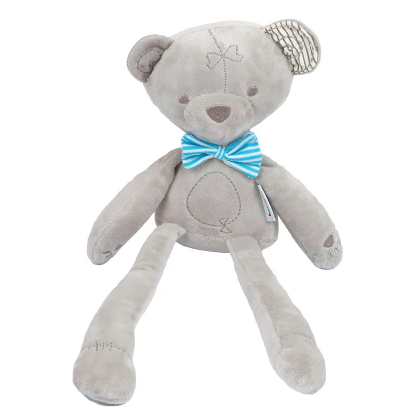 Blue bow tie bear 1 шт. новая мультяшная плюшевая игрушка милый серый медведь детская Успокаивающая кукла детская спальная плюшевая кукла 42 см Высота 2 цвета галстук-бабочка для 0M - Цвет: Blue bow tie bear