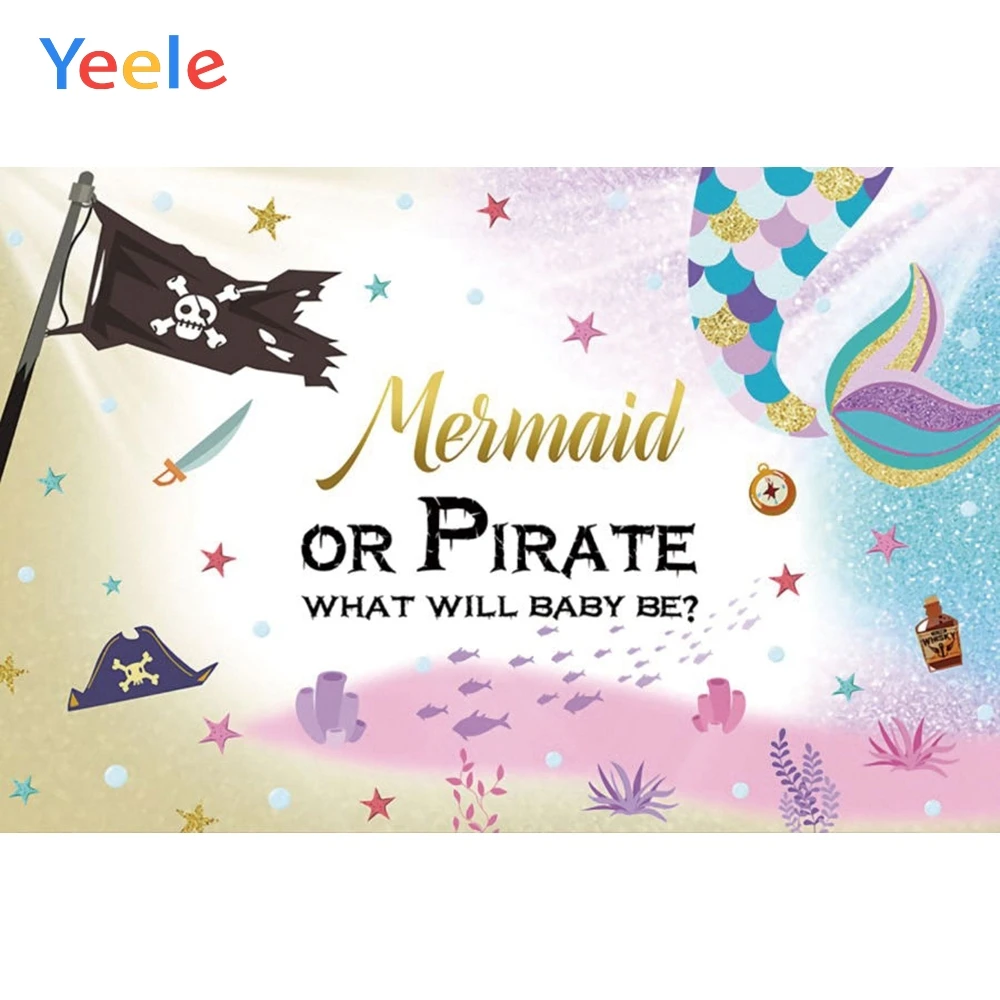 

Newborn Baby Shower Pirate Mermaid Gender Reveal Backdrop Vinyl Photography Background For Photo Studio Photophone Photozone