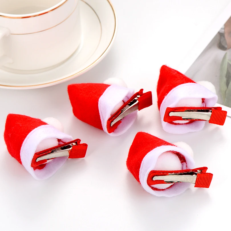 Милая Красная рождественская шапка заколка для волос женщин винтажные хлопковые