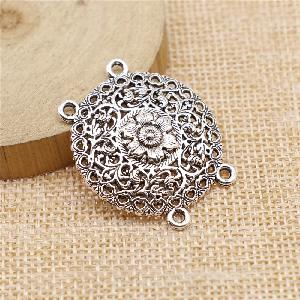 

18pcs 30x34mm antique silver 4-hole body chain connector charms diy retro jewelry fit Earring keychain hair card pendant