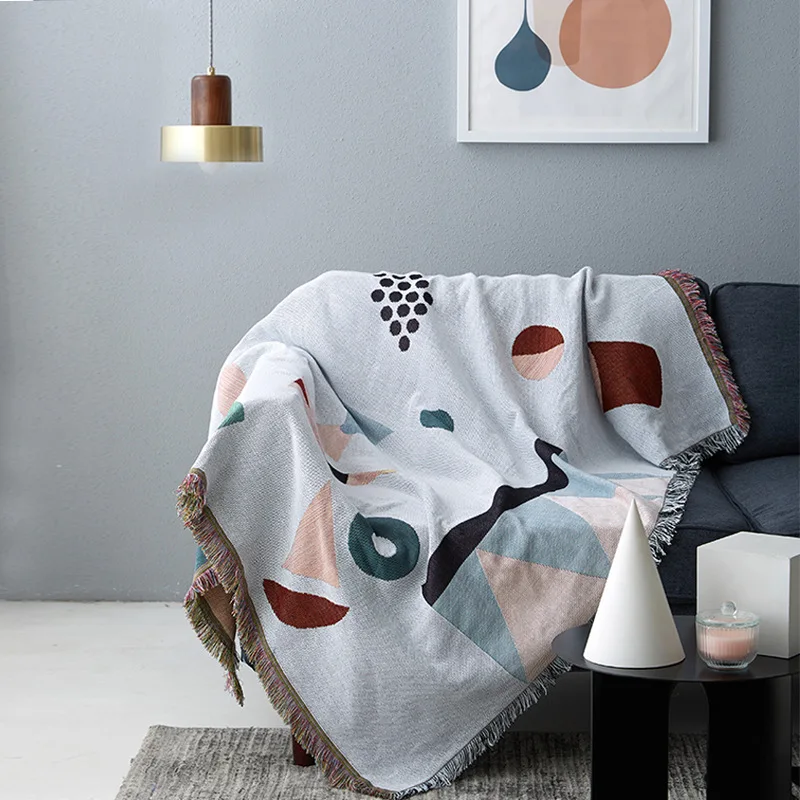 

Geometry Throw Blanket Sofa Cover Cotton Travel Blanket Airplane Boho Knitted Blankets With Tassel Throw Blanket For Sofa