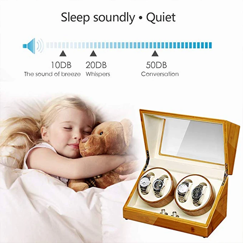 Автоматическое устройство для намотки часов JQUEEN из бамбукового дерева Quad 4 + 0 с