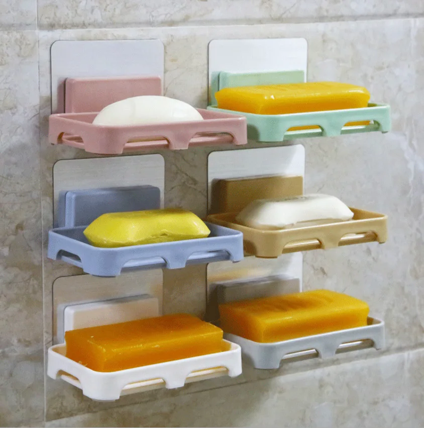 Bathroom Soap Holder Wall Mounted Self Adhesive Dishes Sponge Dish No Drilling Storage box | Дом и сад