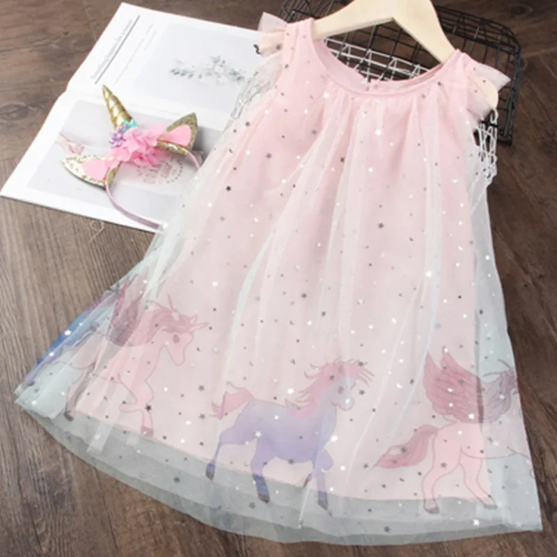 

Новинка 2020 года; Эксклюзивное газовое платье с градиентом для маленьких девочек; Платье принцессы с принтом «Летающий Пони»; Повязка на гол...