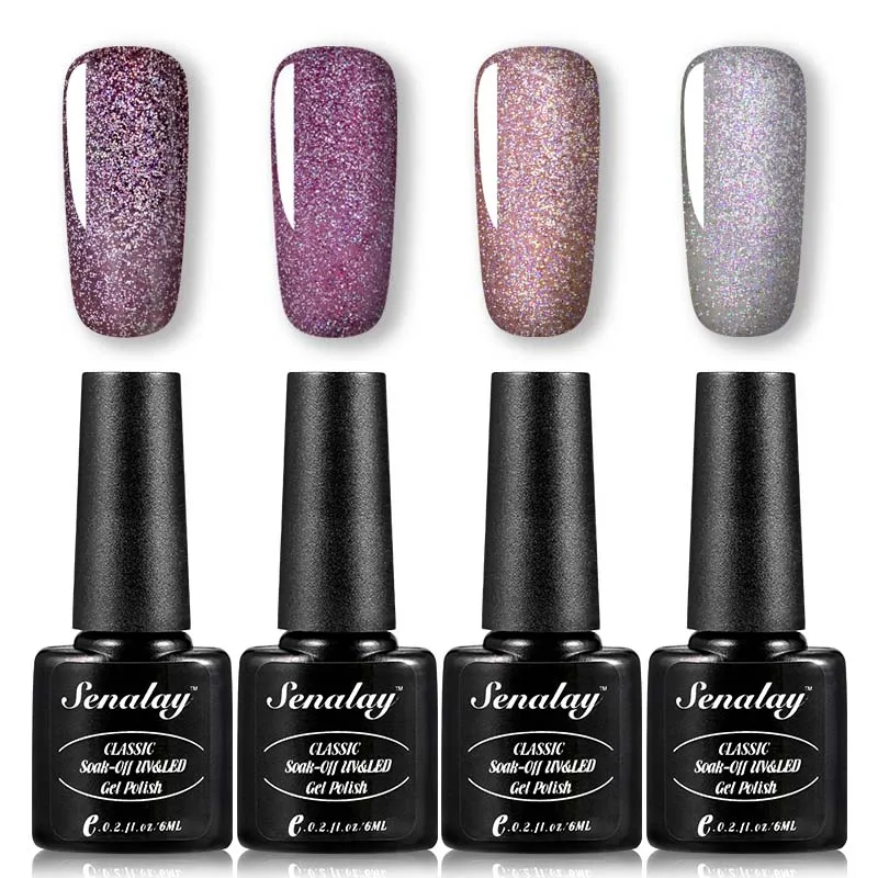 Набор гель-лаков SENALAY для ногтей 4 шт./6 шт. полуперманентный снятие топовым покрытием UV аксессуарами поли-арт гибридными лаками.