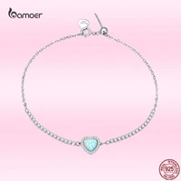 bamoer exquisite opal love bracelet for women genuine 925 sterling silver heart shaped ladies all match bracelet jewelry gift