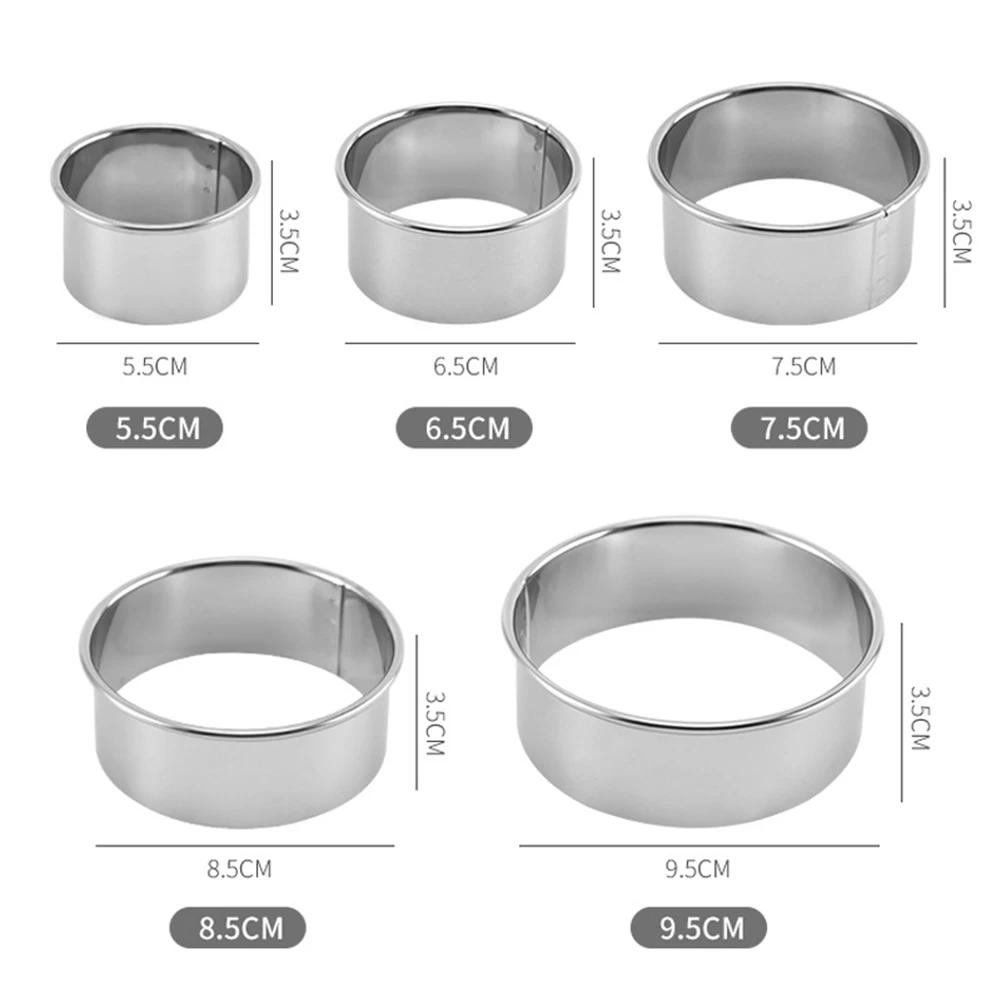 

3/5Pcs Round Biscuit Cutter Mold Stainless Steel Pastry Dough Cutting Kitchen Home DIY Baking Mold 6/7/8 cm Cutting Tools
