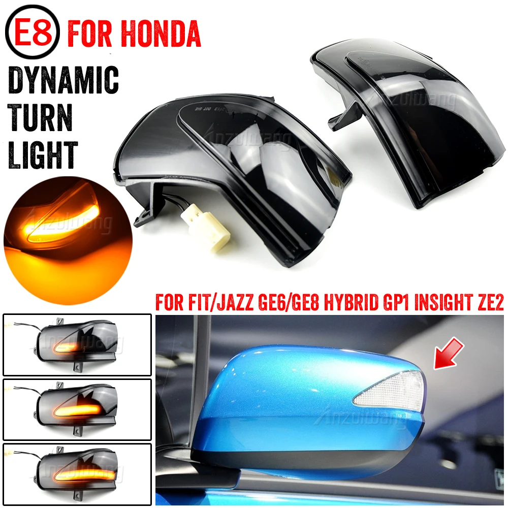 

2Pcs Dynamic LED Indicator Lamps For Insight ZE2 2013-2014 For FIT/JAZZ GE6/GE8 HYBRID GP1 Rearview Mirror Turn Signal Lights