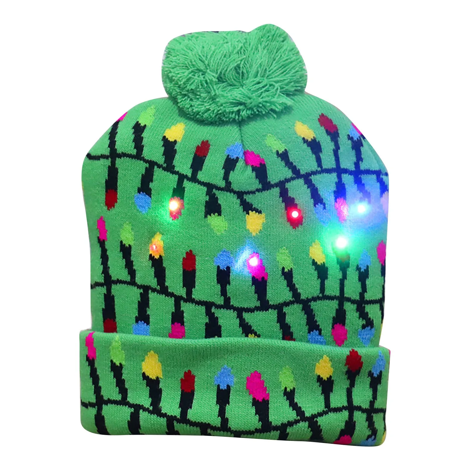 Шапки-бини шапки вязаные со светодиодсветильник кой забавная Рождественская