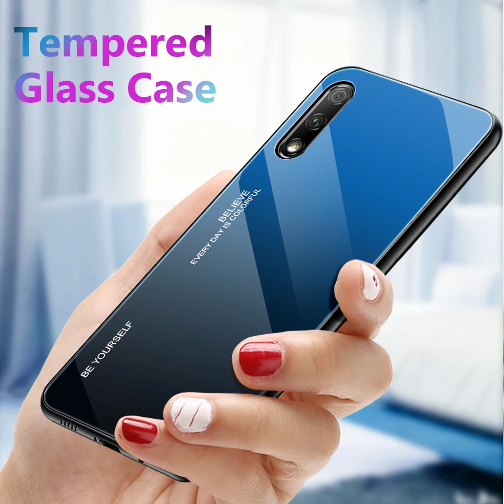 Градиентное зеркальное стекло чехол для Huawei Mate 30 P30 Pro Lite P20 Y5 Y6 Y7 Y9 Prime 2019 Honor 8X 9X 20