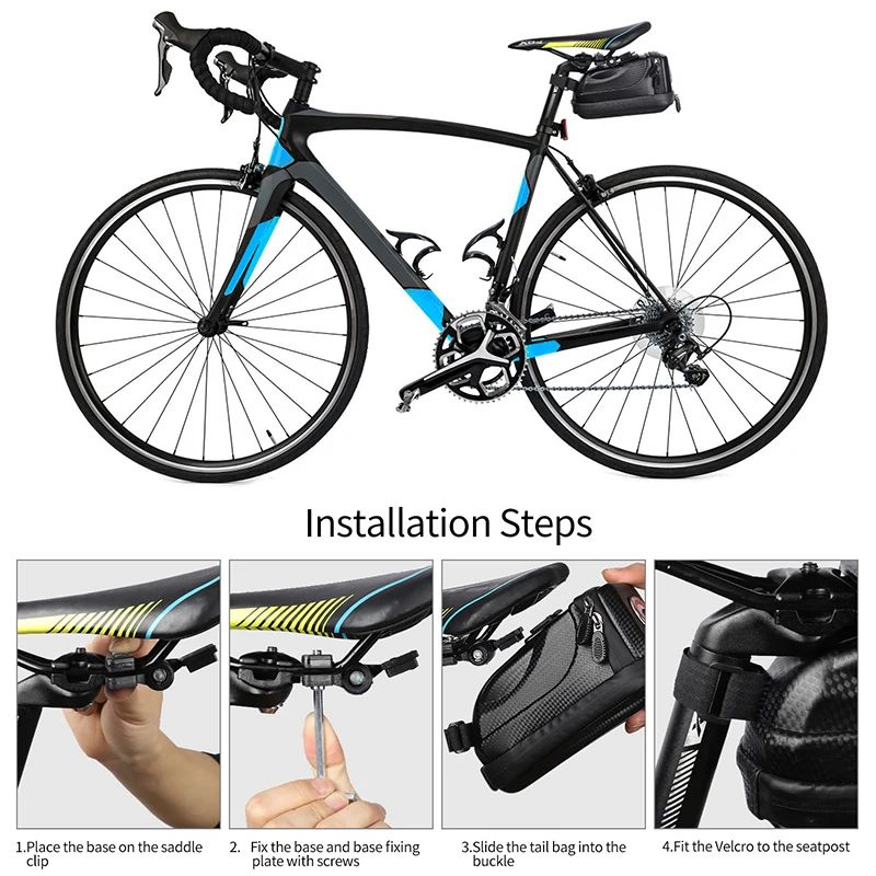 

WEST BIKING Waterproof Bike Saddle Bag With USB Rechargeable Tail Light MTB Road Bicycle Pannier Basket Cycling Accessories