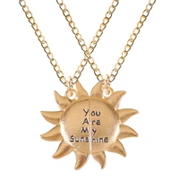 2 pieces sets of new ladies necklace you are my sunshine pendant simple alloy men and women charm fashion jewelry gift