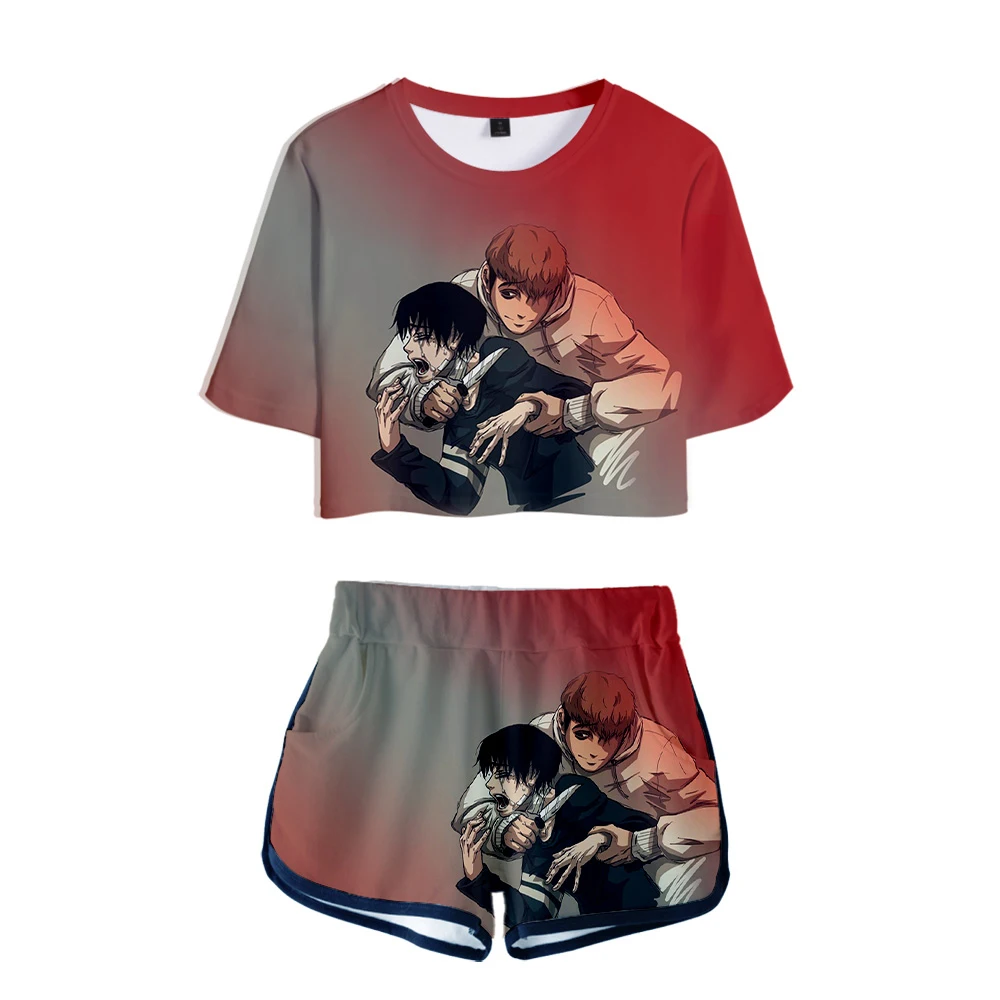 

2020 New Killing Yoon Bum Oh Sangwoo Women Two Piece Set Shorts+ Tops T-shirt Summer Harajuku Street Clothes