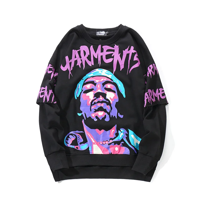 

Street Rapper Hip Hop Character Print Sweatshirts for Men Spring Autumn Long Sleeve Cotton Tops Pullover Fashion O-Neck Hoodies
