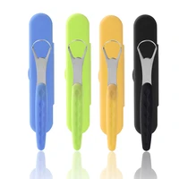 1pcs portable tongue cleaner tongue scraper reusable stainless steel oral mouth brush travel case non slip handle