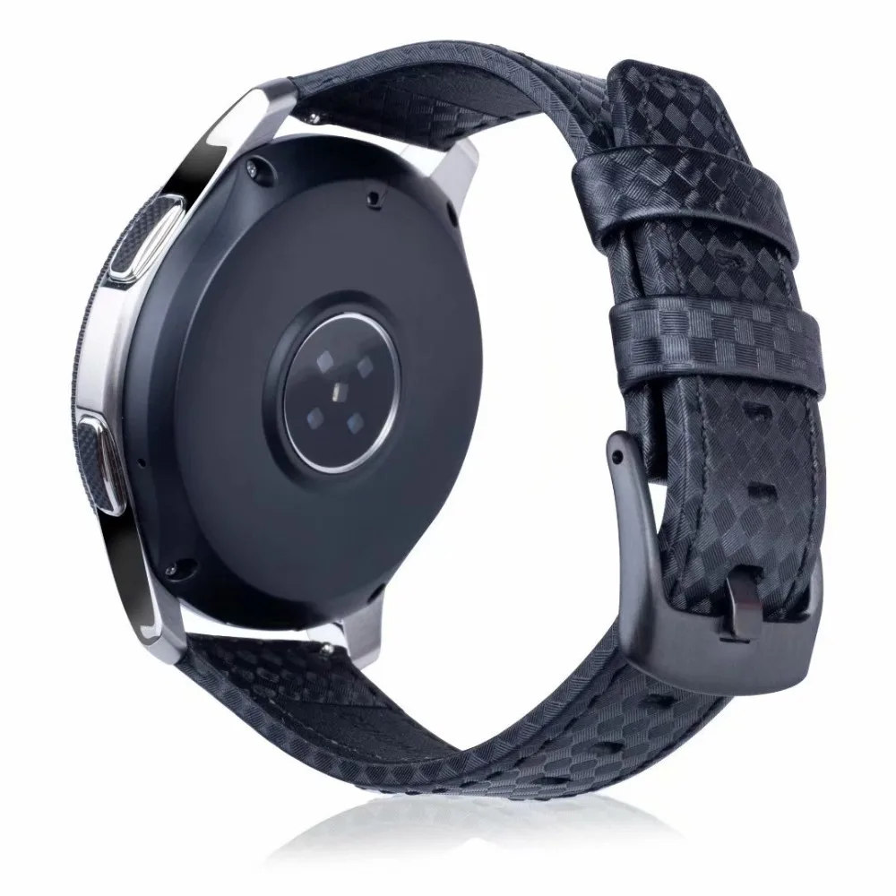 

22mm Leather Strap for Samsung Galaxy Watch 46mm Galaxy Gear S3 Carbon Fibre Pattern Watchband for Huawei Watch Huami Ticwatch