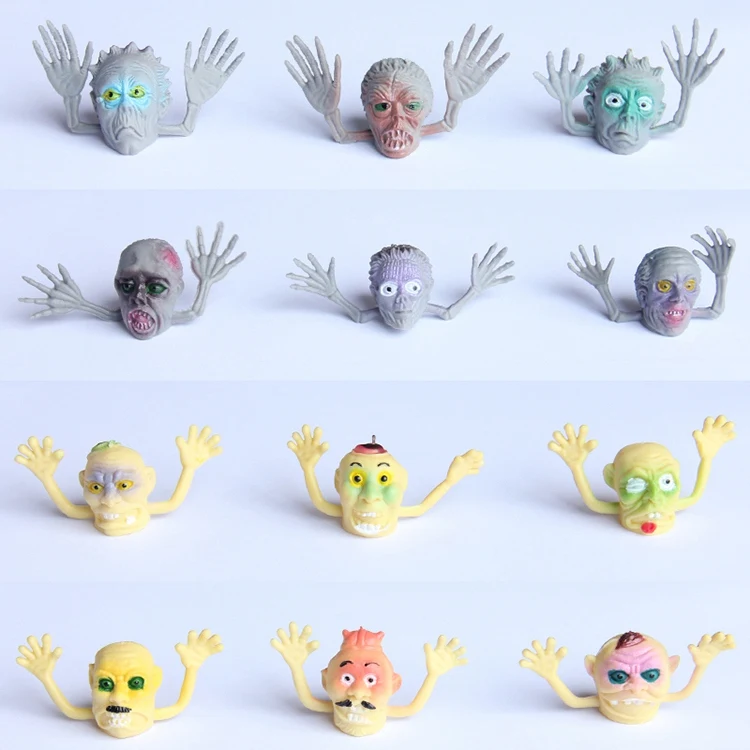 

6pcs/set Little Monster Finger Puppets PVC Mini Ghost Head Zombie Telling Story Puppets Hand Toys Party Halloween Gifts