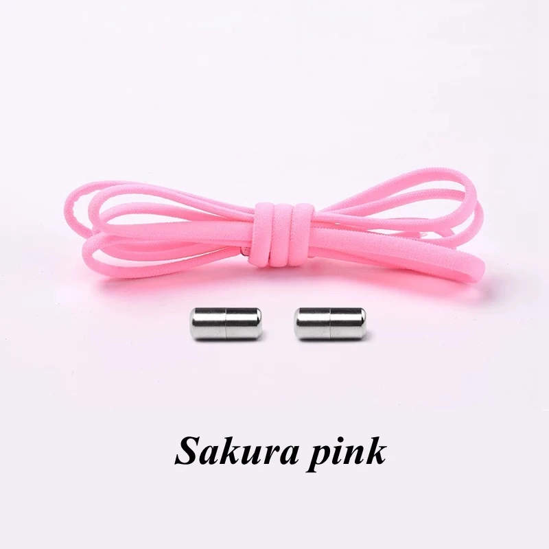Sakura Pink 1 пара эластичных шнурков, круглые шнурки без шнурков для обуви для детей и взрослых, шнурки для кроссовок, быстросохнущие шнурки 19 цветов - Цвет: Sakura Pink
