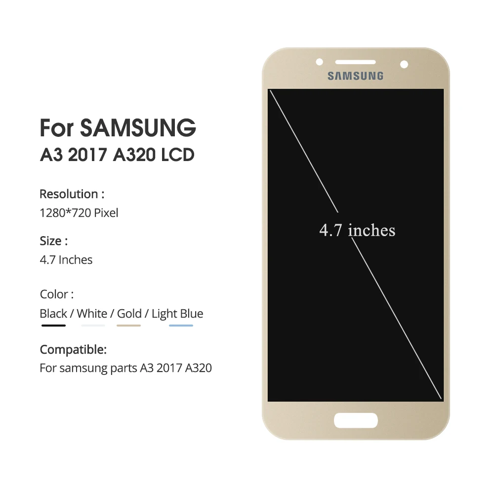 ЖК дисплей с регулируемой яркостью для Samsung Galaxy A3 2017 A320 A320F A320M сенсорным экраном и