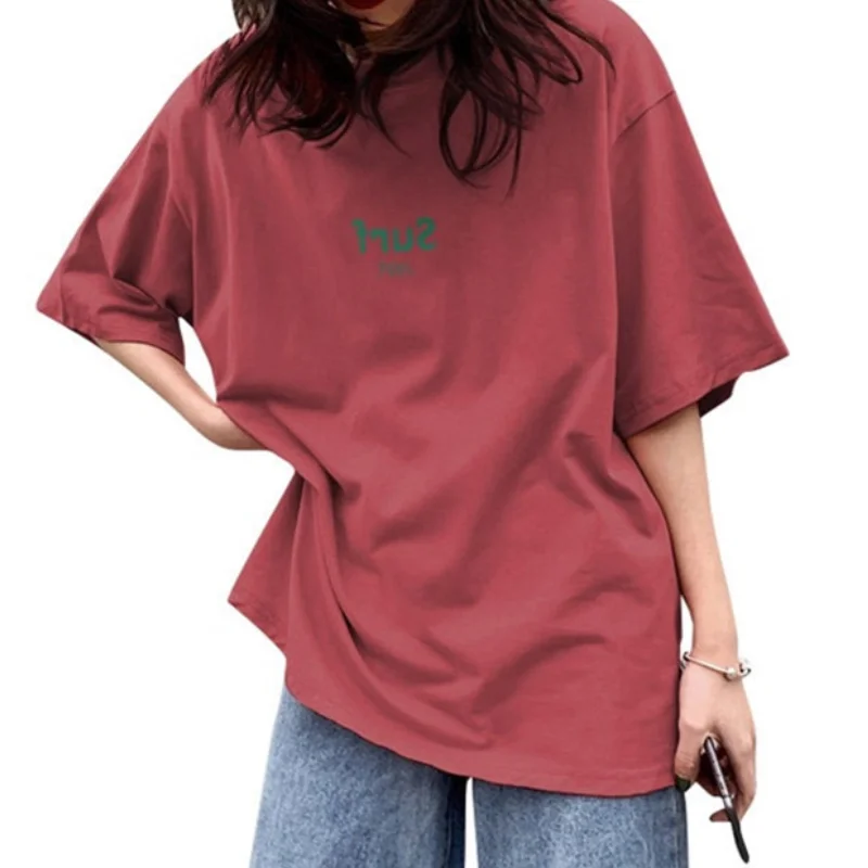 

Short Sleeve T-shirt Women's New Summer Simple Letter Printing Loose Korean Top Plus Size Ladies Fashion Casual Clothing