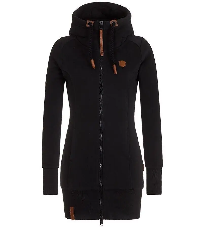 Толстовки женские с капюшоном длинным рукавом размера плюс худи средней длины на