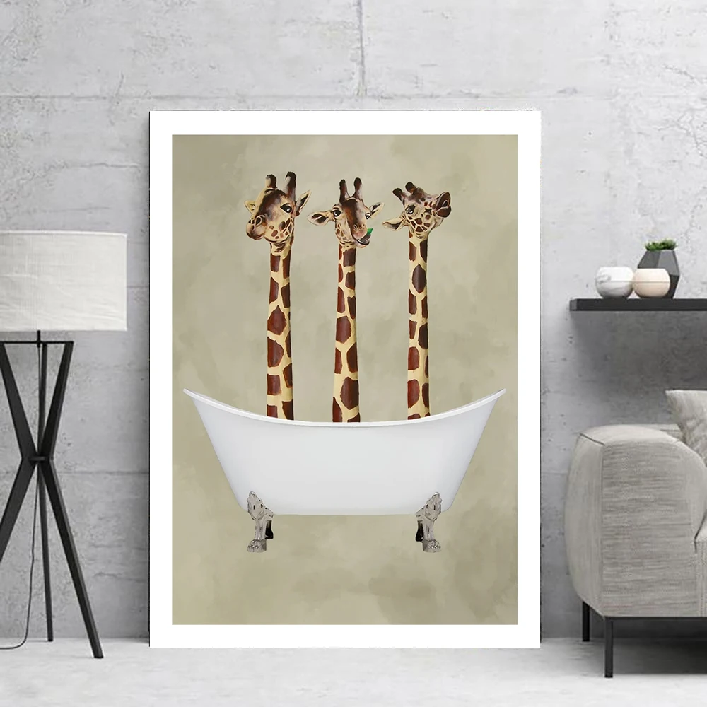 Искусственная фотография такса на стене ванной в виде жирафа для гостиной