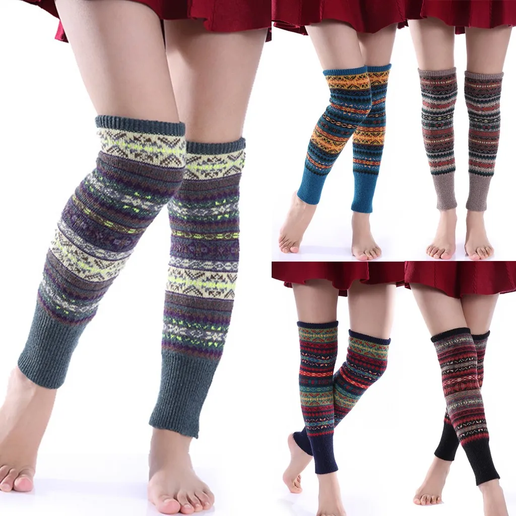 Женские носки, зимние Компрессионные носки, повседневные, Boho, вязаные,, гетры, носки, свободные, Skarpetki Sokken