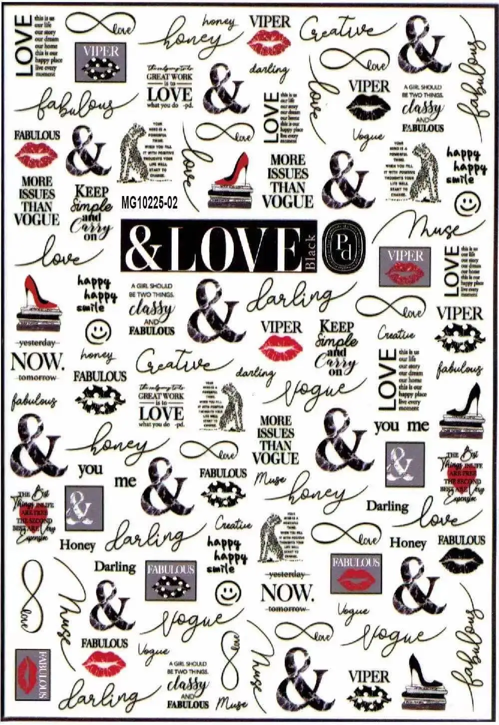 Новинка 2020 Стикеры для ногтей в богемском стиле с красными губами и черными