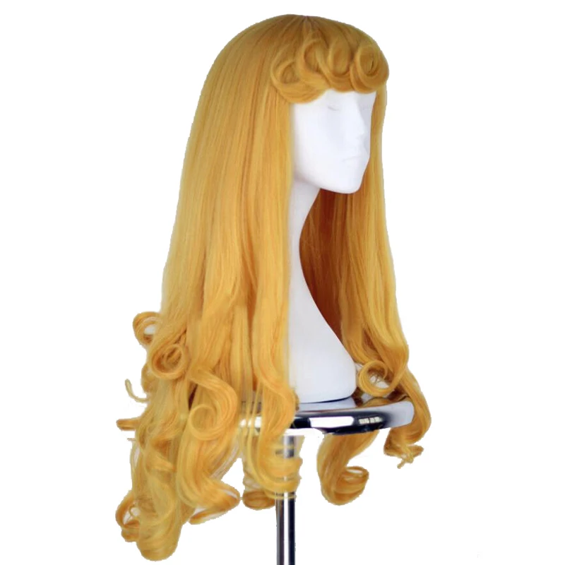 Anime Sleeping Beauty Princess Aurora Wig Briar Rose Long Yellow Hair Cosplay Costume Halloween Party Wigs + Cap | Тематическая