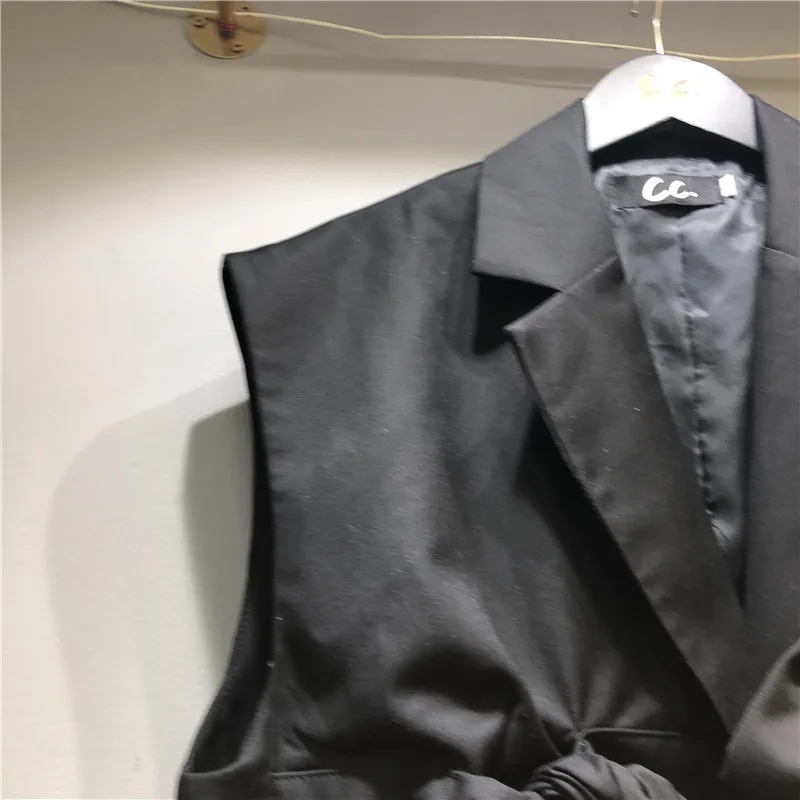 

2021 Spring Fall Fashion Solid Bowknot Women Suit Vest New Korean Fashion Simple Sleeveless Outerwear Ladies Waistcoat Tank