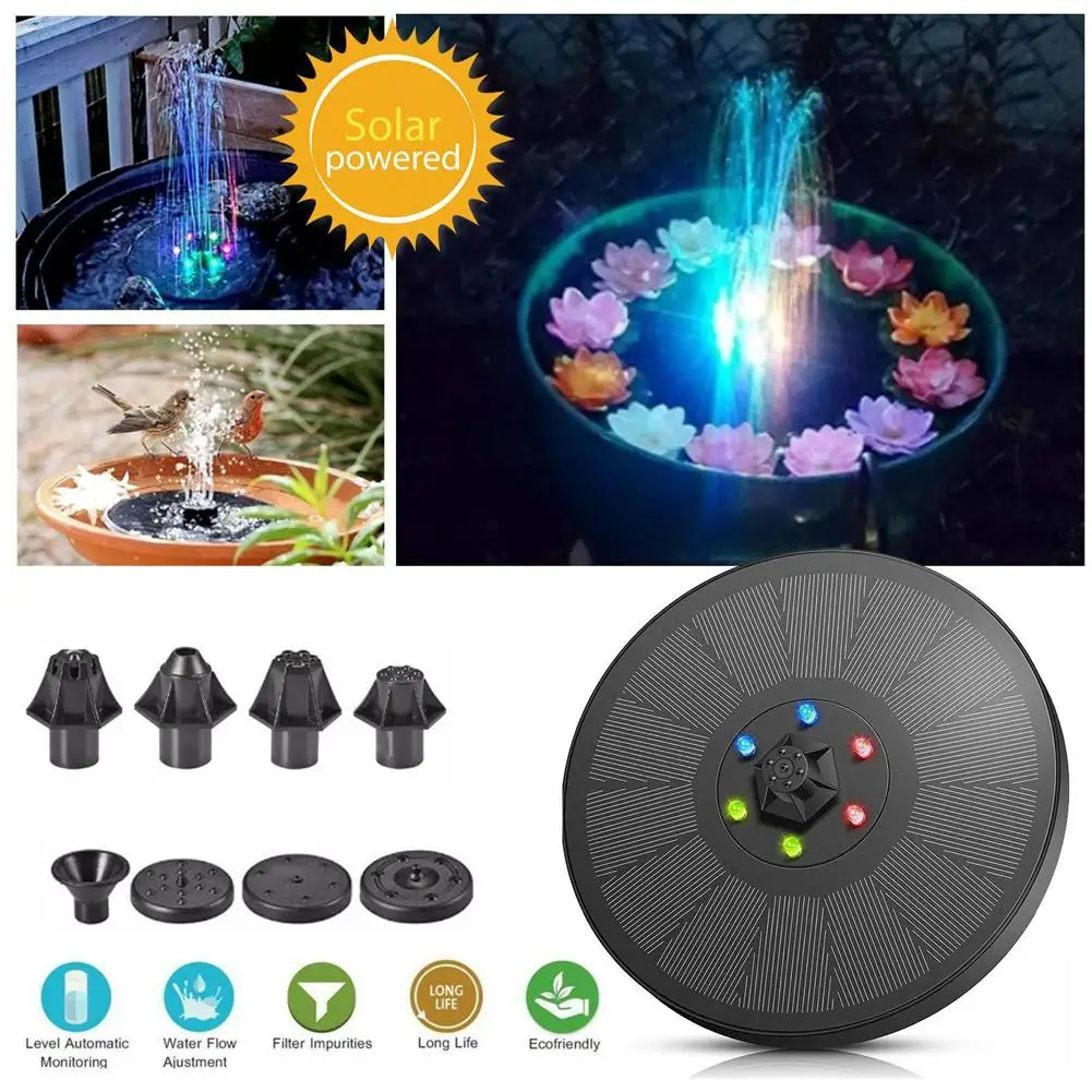 

Solar Fountain Monocrystalline Silicon Outdoor Pool Water Floating Fountain 7V 3W Battery With Colored Lights Garden Decoration