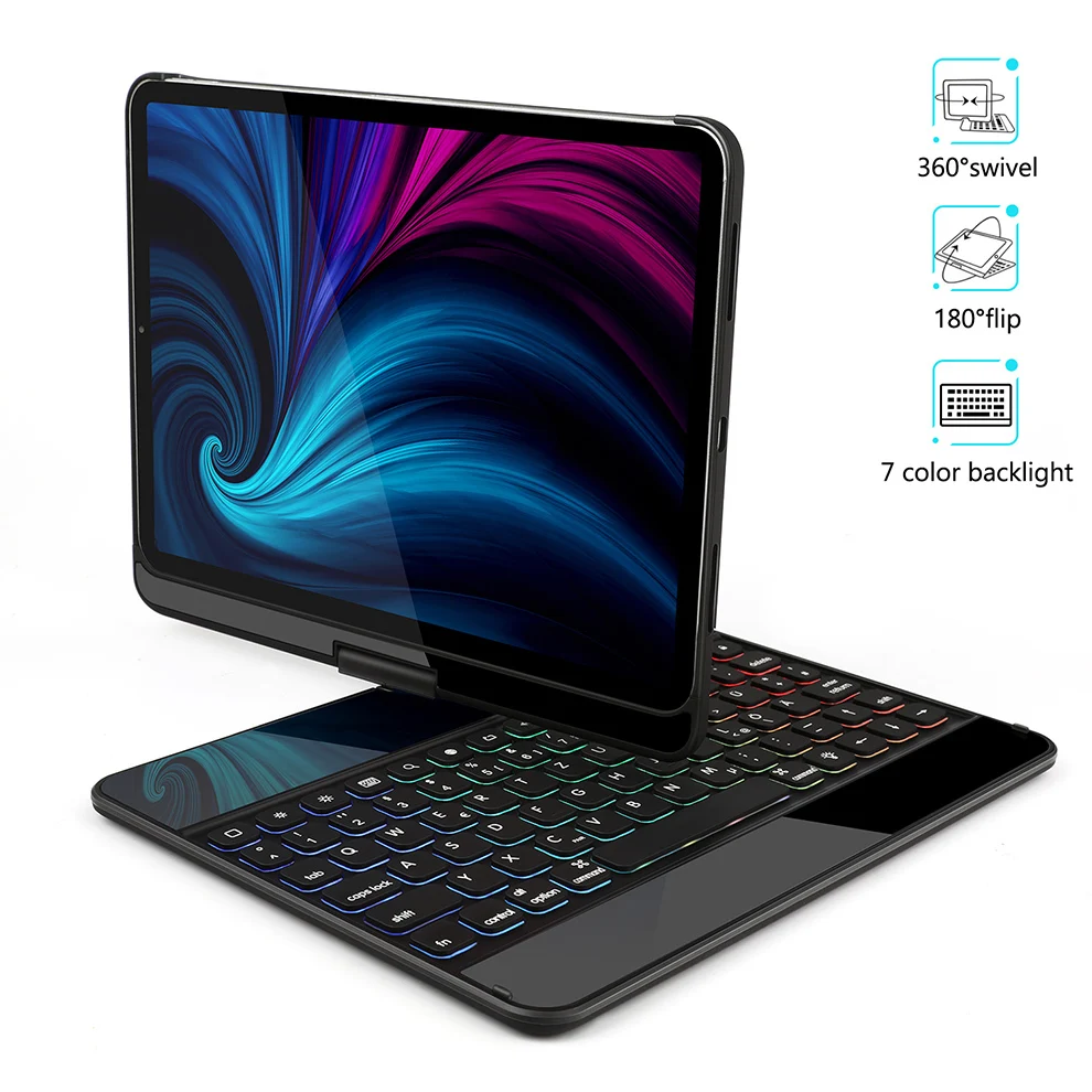 SeenDa беспроводная клавиатура с подсветкой, Чехол для iPad Pro 11, чехол для клавиатуры с поворотом на 360 °, беспроводная клавиатура