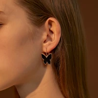 retro fashion love earrings for women simple black butterfly earrings girl gift acrylic material